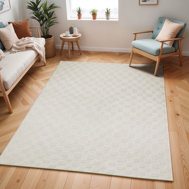 Freud Modern High Pile Checkered White Rug