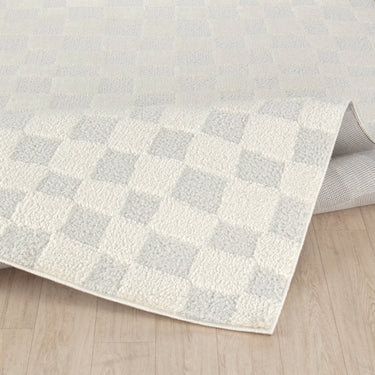 Freud Modern High Pile Checkered Skandi White & Ivory Rug