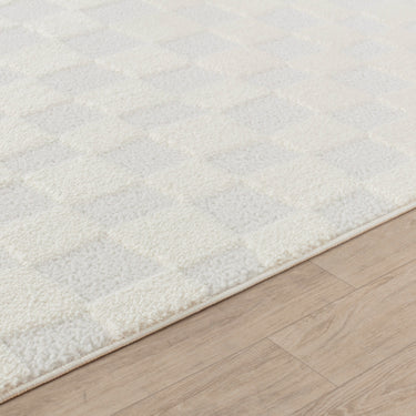Freud Modern High Pile Checkered White Rug