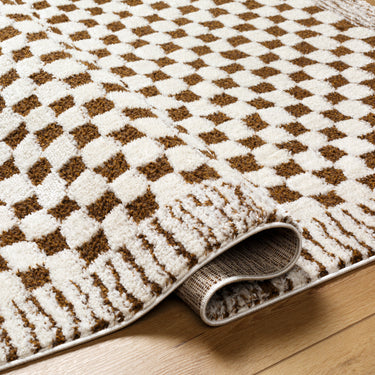 Freud Modern High Pile Checkered Runner Brown