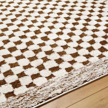 Freud Modern High Pile Checkered Runner Brown