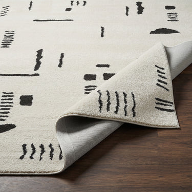 Freud Modern High Pile Skandi Black & Ivory Rug - Design FEU2333