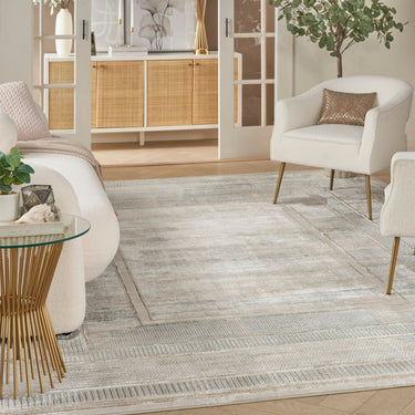 Glitz GLZ07 Classic Framed Border Silky Shimmer Abstract Geometric Textured Bordered Hallway Runner Rug