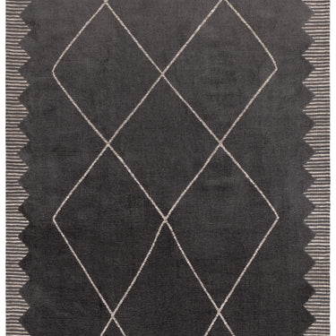 Asiatic London Mason Diamond Tribal Scandi Black Cotton Berber Moroccan Traditional Rug