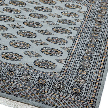 Bokhara Hand Made Rug Traditional Classic Wool Bordered Soft Blue Rug