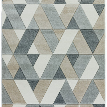 Sketch Rhombus Geometric Hand Carved Rugs in Grey Pastel Multicolour