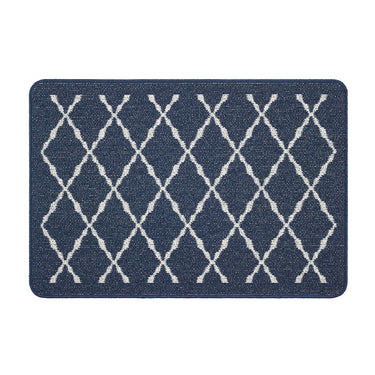 My Stain Resistant Arbor Navy Blue Washable Non-Slip Polypropylene Geometric Hallway Runner Rug