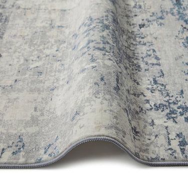 Consept Looms Lux LUX07 Machine Ivory Blue Washable Non-Slip Abstract Geometric Rug
