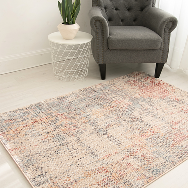 Alia 860GC Short Pile Beige Rose Polypropylene Traditional Abstract Hallway Runner Rug