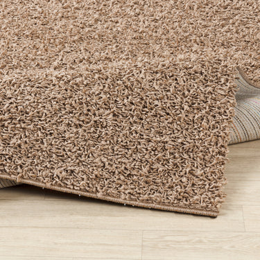 Lilly Shaggy Solid Color Plush Pile Dark Beige Rug