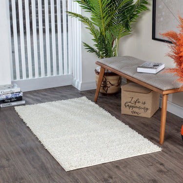 Lilly Shaggy Solid Color Plush Pile White Rug