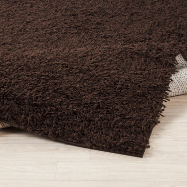 Lilly Shaggy Solid Color Plush Pile Dark Brown Rug