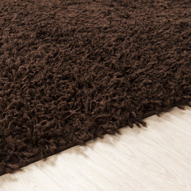 Lilly Shaggy Solid Color Plush Pile Dark Brown Rug