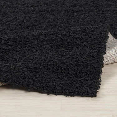 Lilly Shaggy Solid Color Plush Pile Black Rug