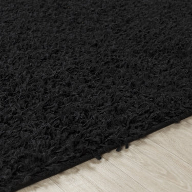 Lilly Shaggy Solid Color Plush Pile Black Rug