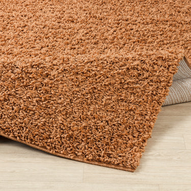 Lilly Shaggy Solid Color Plush Pile Terracotta Brown Rug