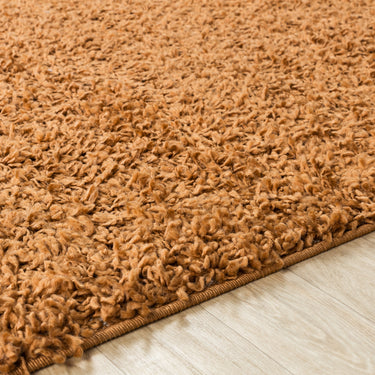 Lilly Shaggy Solid Color Plush Pile Terracotta Brown Rug