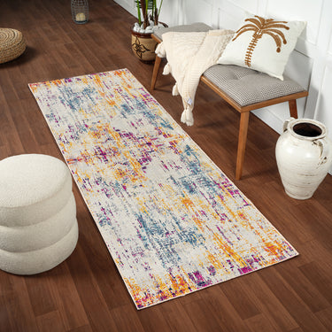 Floransa Abstract Modern Marble Runner Blue