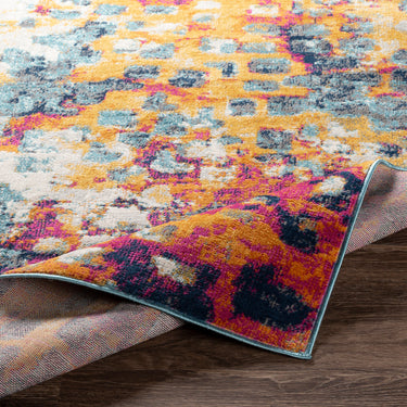 Floransa Abstract Modern Marble Runner Yellow