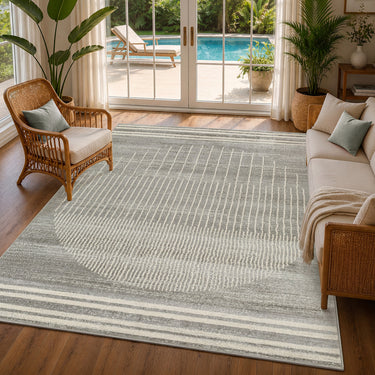 Floransa Geometric Modern Skandi Grey & Light Beige Rug - Design FSA2367