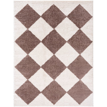Fossay Washable Diamond Shaggy Brown Rug