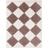 Fossay Washable Diamond Shaggy Modern Brown & Ivory Rug - Medium 120x170 cm (3'11'' x 5'7'')