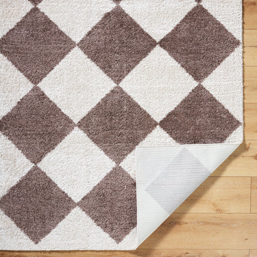 Fossay Washable Diamond Shaggy Brown Rug