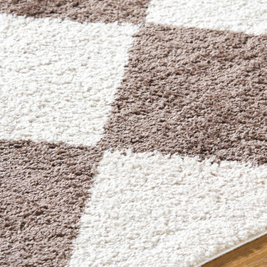 Fossay Washable Diamond Shaggy Brown Rug