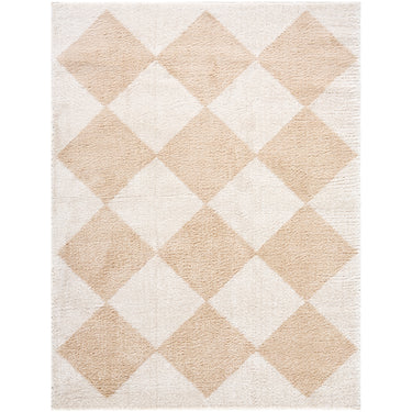 Fossay Washable Diamond Shaggy Beige Rug
