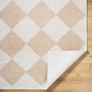 Fossay Washable Diamond Shaggy Beige Rug