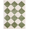 Fossay Washable Diamond Shaggy Modern Green, Ivory & Grass Green Rug - Medium 120x170 cm (3'11'' x 5'7'')