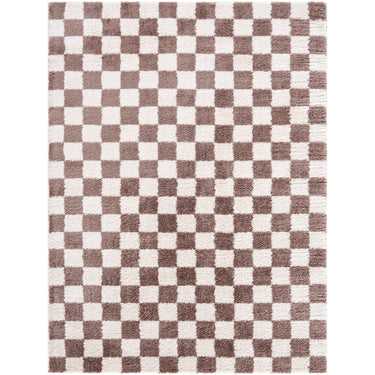 Fossay Washable Checkered Shaggy Brown Rug