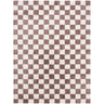 Fossay Washable Checkered Shaggy Modern Brown & Ivory Rug - Medium 120x170 cm (3'11'' x 5'7'')