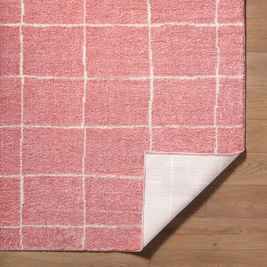 Fossay Washable Shaggy Pink, Rose & Ivory Rug - Design FSG2351