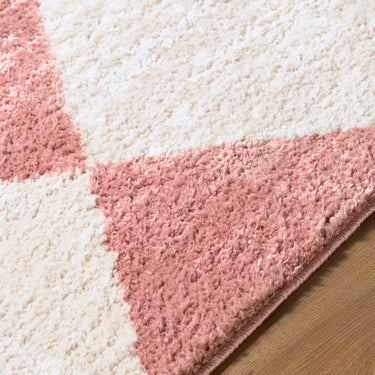Fossay Washable Checkered Shaggy Pink Rug