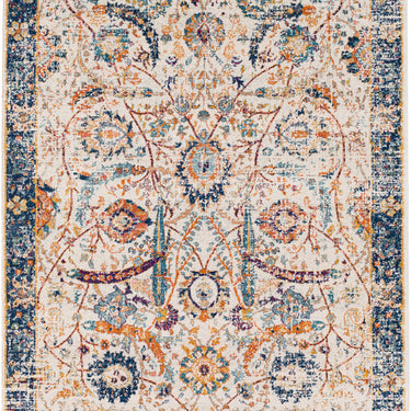 Harput Vintage Traditional Boho Oriental Blue, Navy & Burnt Orange Rug - Medium 120x170 cm (3'11'' x 5'7'')