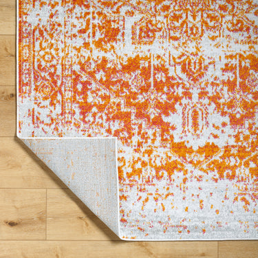 Harput Vintage Traditional Boho Oriental Orange, Burnt Orange & Medium Grey Rug