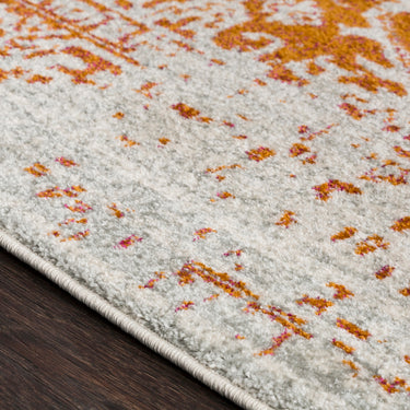 Harput Vintage Traditional Boho Oriental Orange, Burnt Orange & Medium Grey Rug