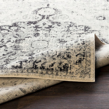 Harput Vintage Traditional Boho Oriental Black, Light Beige & Medium Grey Rug