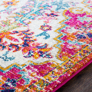 Harput Vintage Traditional Boho Oriental Pink, ight Beige & Mustard Rug