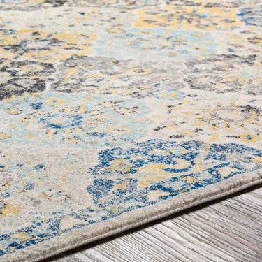 Harput Vintage Traditional Boho Oriental Blue, Navy & Mustard Rug