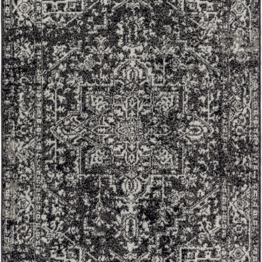 Harput Vintage Traditional Boho Oriental Black, Charcoal & Light Slate Rug - Medium 120x170 cm (3'11'' x 5'7'')