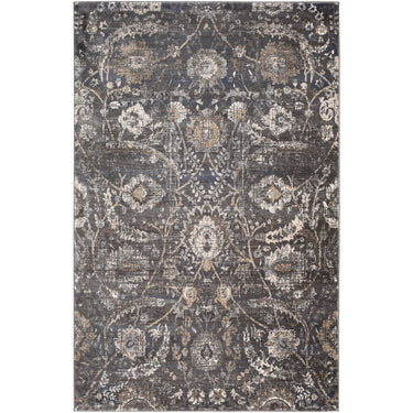 Indigo Vintage Traditional Floral Boho Black Rug