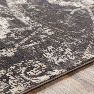 Indigo Vintage Traditional Floral Boho Black Rug
