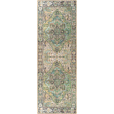 Iris Traditional Traditional Boho Runner Green