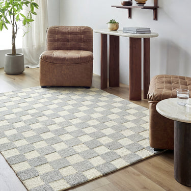 Klopp Modern Wool Checkered Grey Rug