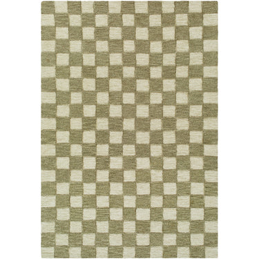 Klopp Modern Wool Checkered Green Rug