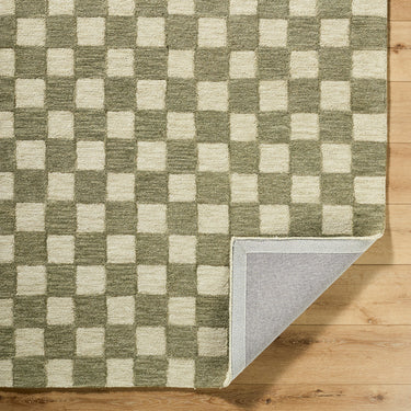 Klopp Modern Wool Checkered Green Rug