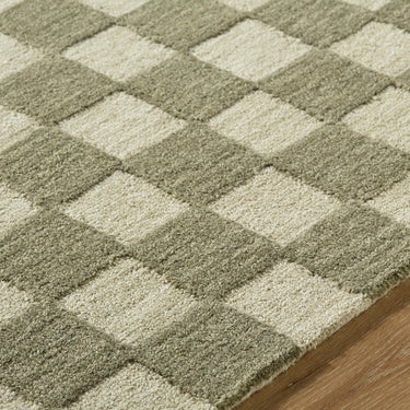 Klopp Modern Wool Checkered Green Rug
