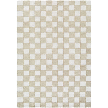 Klopp Modern Wool Checkered Beige Rug